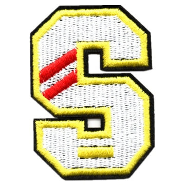 Letter S 'Red Stripes' Embroidered Velcro Patch