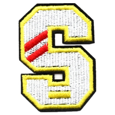 Letter S 'Red Stripes' Embroidered Velcro Patch