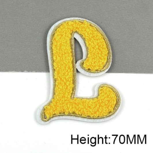 Cute Yellow Chenille 'Letter L' Embroidered Patch