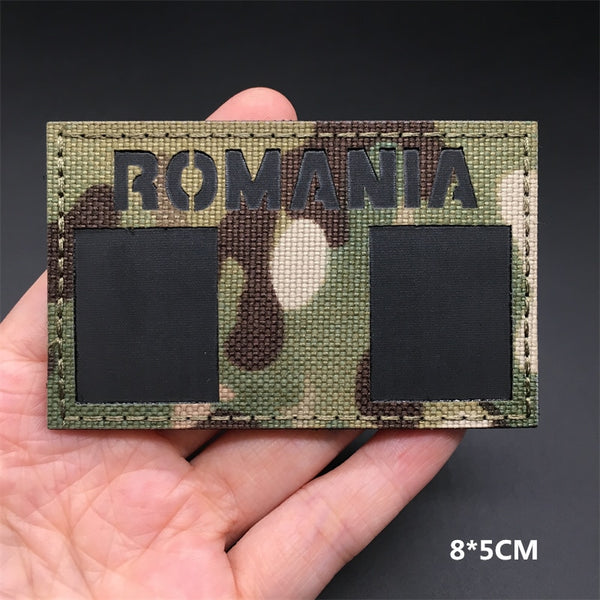 Military Tactical 'Romania Flag | Reflective' Embroidered Velcro Patch