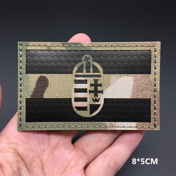 Military Tactical 'Hungary Flag | Reflective' Embroidered Velcro Patch