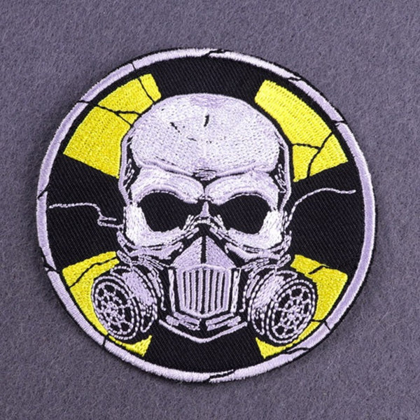 Hazard Symbol 'Skull In Gas Mask' Embroidered Patch