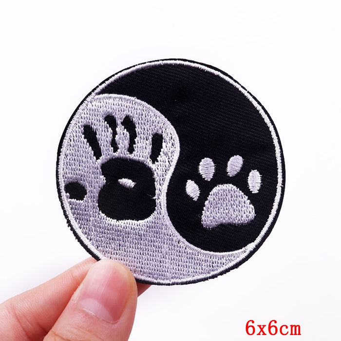 Yin And Yang 'Hand Print And Dog Paw' Embroidered Patch