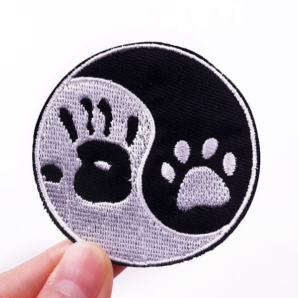 Yin And Yang 'Hand Print And Dog Paw' Embroidered Patch