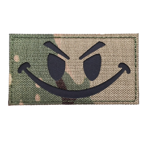 Military Tactical 'Evil Smiley Face | Reflective' Embroidered Velcro Patch