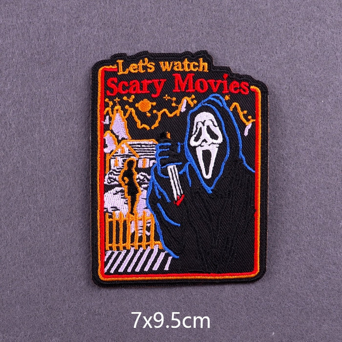 Horror 'Let's Watch Scary Movies' Embroidered Patch