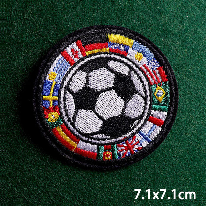 Soccer Ball 'World Flags Circle' Embroidered Patch