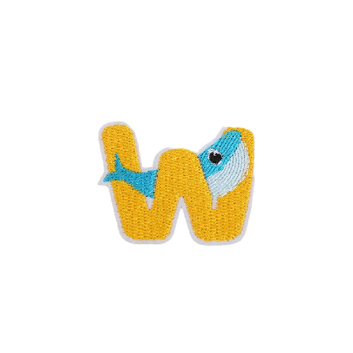 Cute Animal 'Letter W | Whale' Embroidered Patch