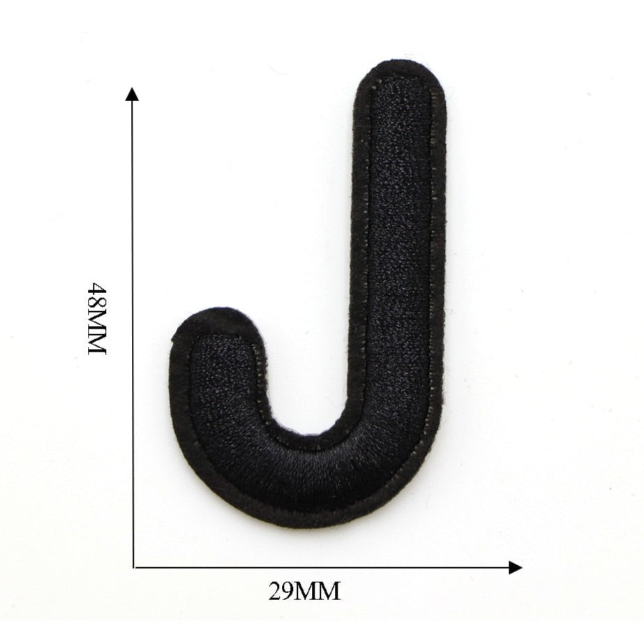 Letter J 'Black' Embroidered Patch
