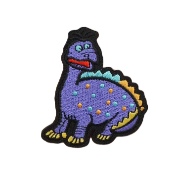 Cute 'Purple Dinosaur | Colorful Dots' Embroidered Patch