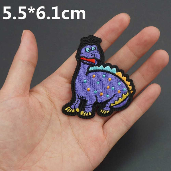 Cute 'Purple Dinosaur | Colorful Dots' Embroidered Patch