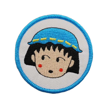 Chibi Maruko-chan 'Momoko Sakura | Blue Hat | Round' Embroidered Velcro Patch