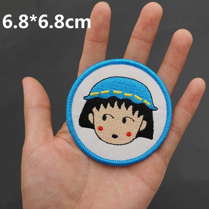 Chibi Maruko-chan 'Momoko Sakura | Blue Hat | Round' Embroidered Patch