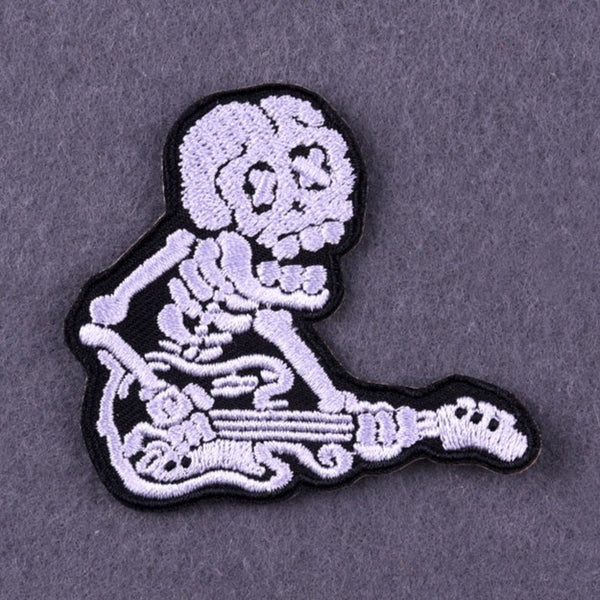 Skull 'Skeleton Playing Guitar' Embroidered Patch