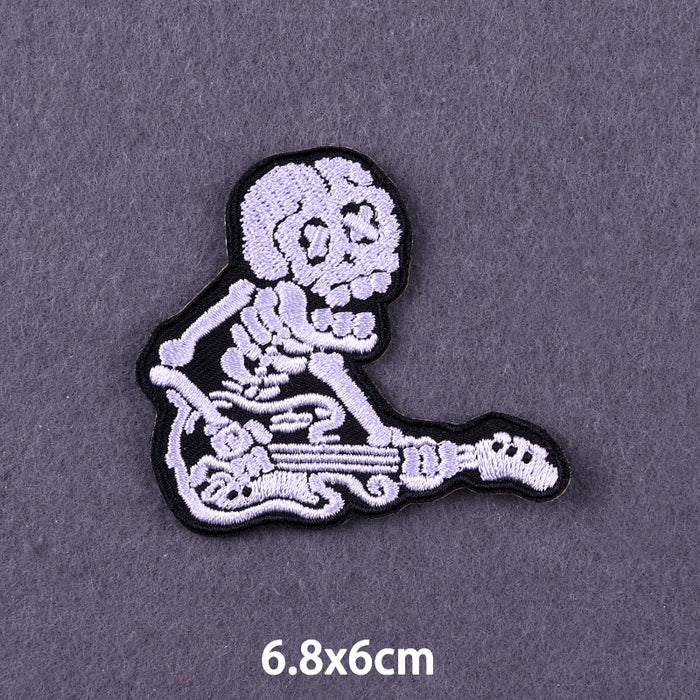 Skull 'Skeleton Playing Guitar' Embroidered Patch