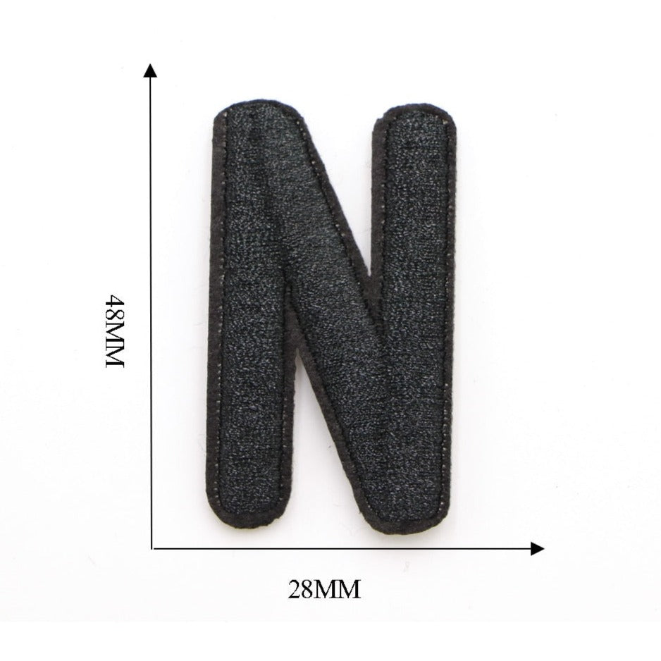 Letter N 'Black' Embroidered Patch
