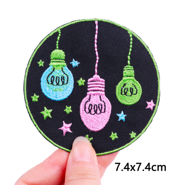 Cute 'Bulbs and Stars' Embroidered Patch