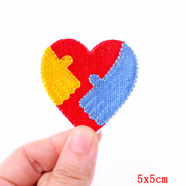 Heart Shaped 'Reaching Hands' Embroidered Patch