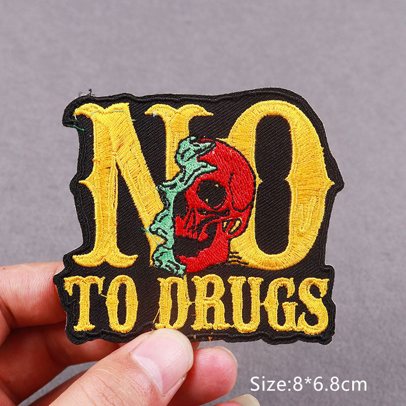 Broken Skull 'No To Drugs' Embroidered Patch