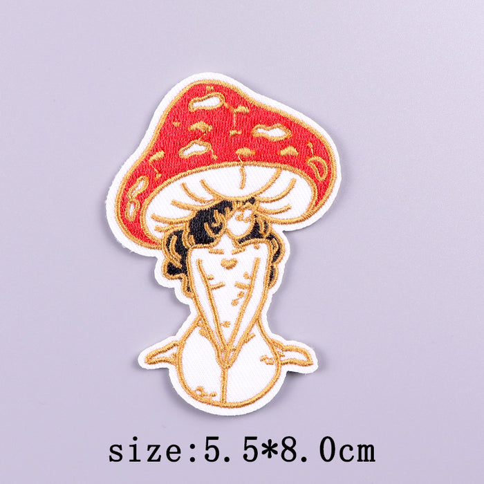 Cute 'Mushroom Girl' Embroidered Velcro Patch
