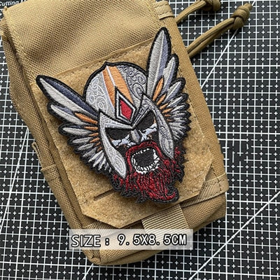 Skull Warrior 'Winged Helmet | 1.0' Embroidered Velcro Patch