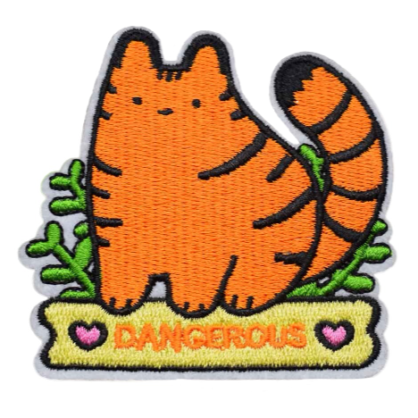 Orange Cat 'Sitting | Dangerous' Embroidered Patch