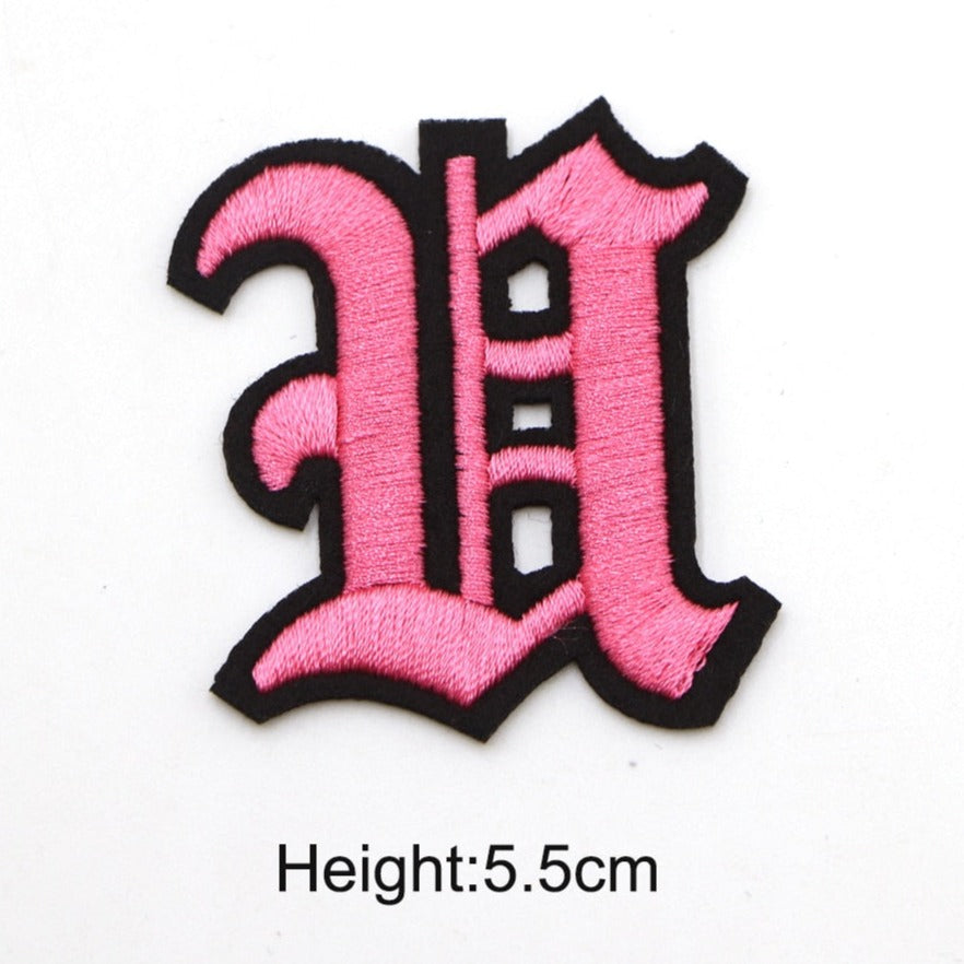 Gothic Font 'Letter U | Pink' Embroidered Patch