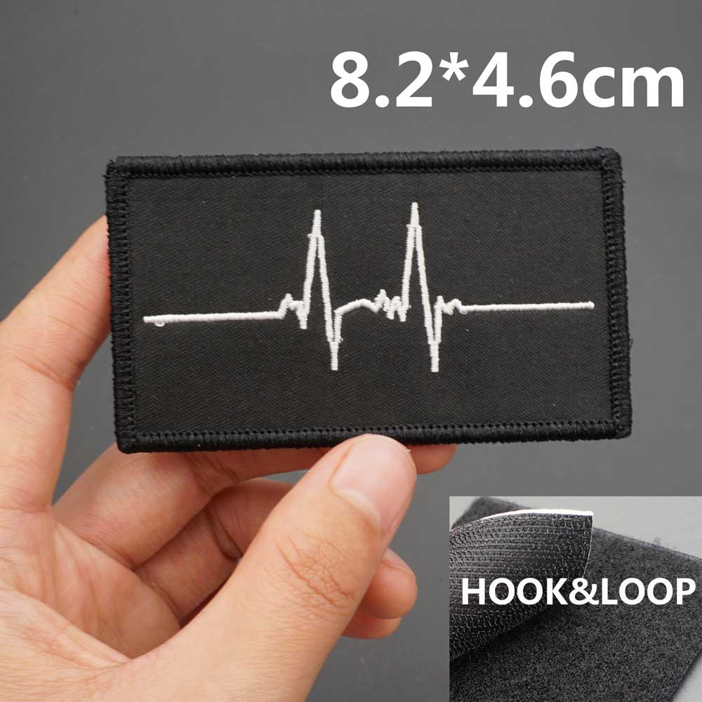 Cool 'Heartbeat Lifeline' Embroidered Velcro Patch