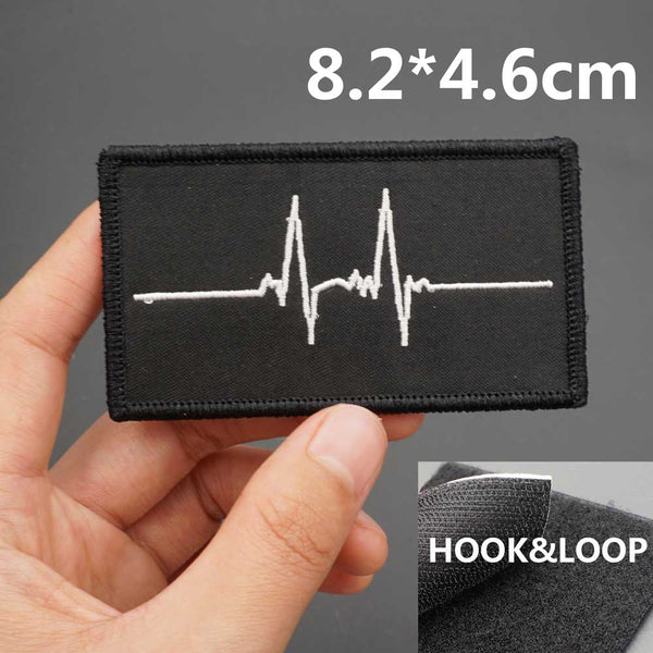 Cool 'Heartbeat Lifeline' Embroidered Velcro Patch