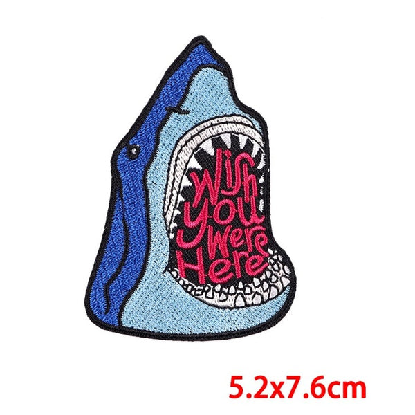 Shark 'Wish You Were Here' Embroidered Patch