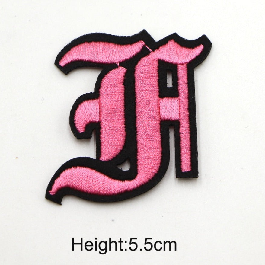 Gothic Font 'Letter F | Pink' Embroidered Patch