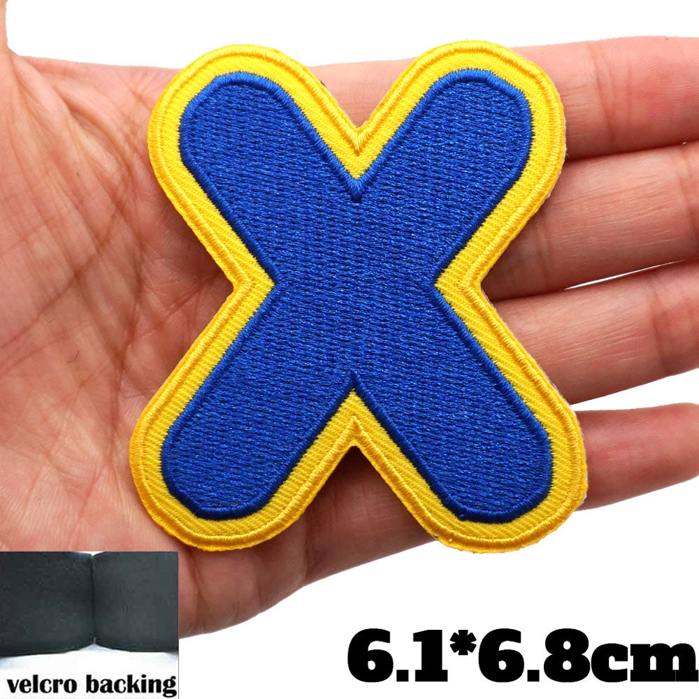 Big Letter X 'Yellow and Blue' Embroidered Velcro Patch