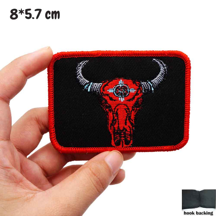 Bull 'Head | Square' Embroidered Velcro Patch