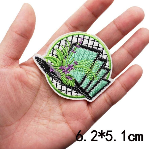 Vaporwave Art 'Plant And Laptop' Embroidered Patch