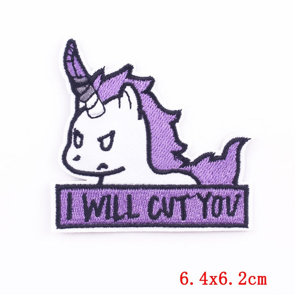 Unicorn 'I Will Cut You | Angry' Embroidered Patch