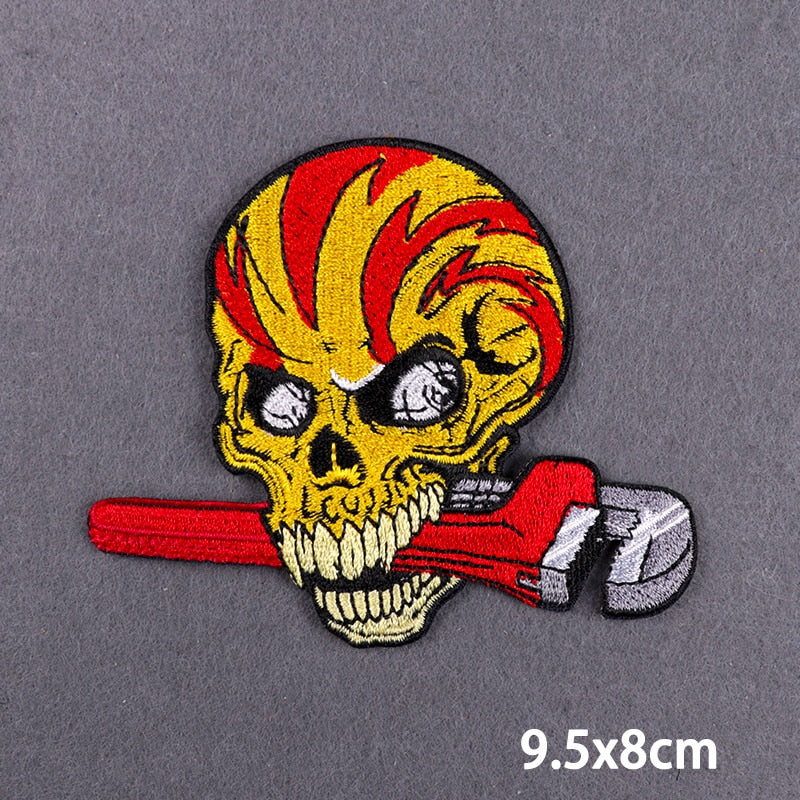 Skull 'Wrench In Mouth' Embroidered Patch