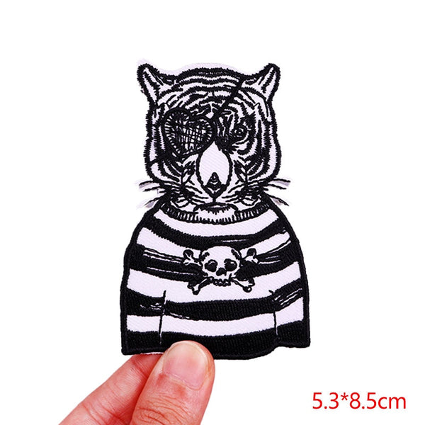 Tiger 'Wearing Eyepatch And Skull Shirt' Embroidered Patch