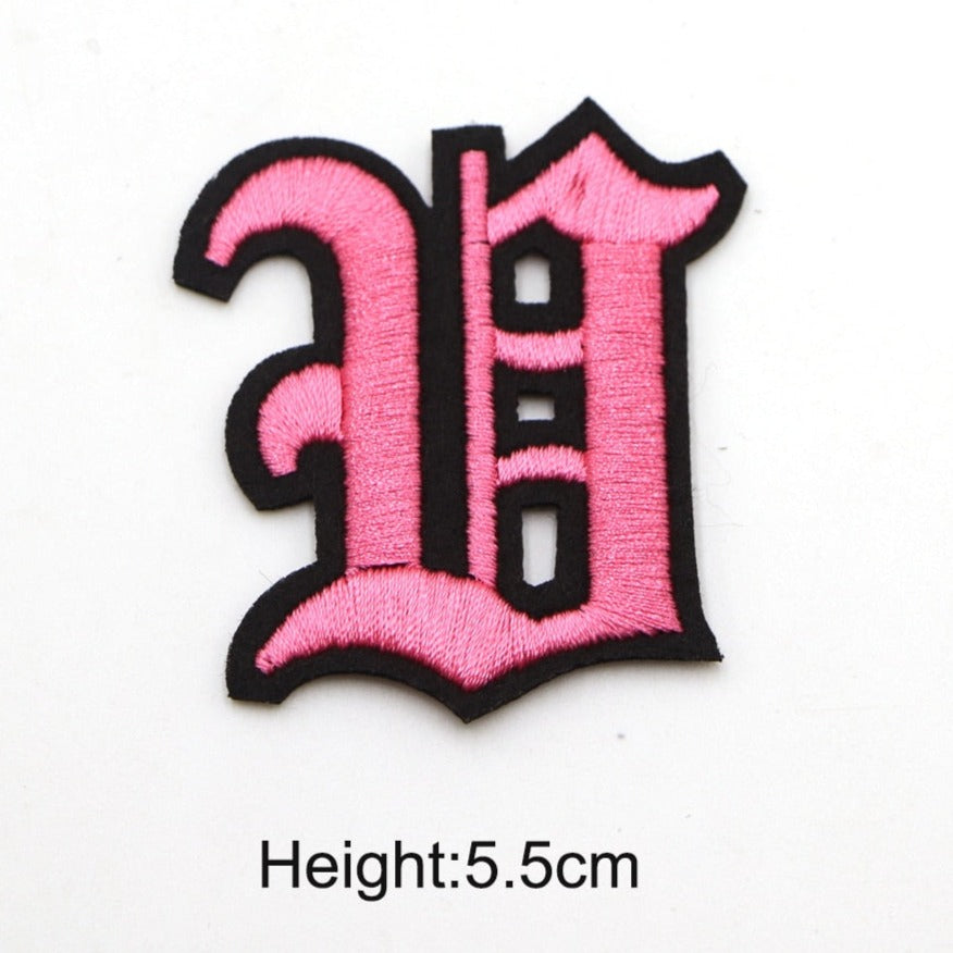 Gothic Font 'Letter V | Pink' Embroidered Patch