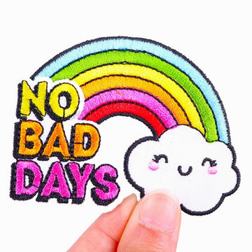 Rainbow 'No Bad Days | Happy Cloud' Embroidered Patch