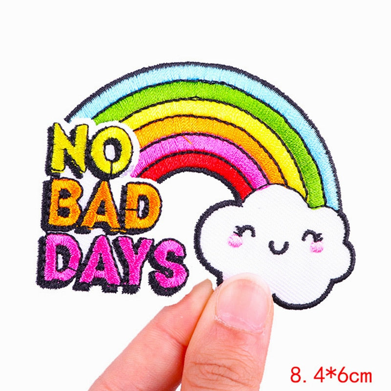 Rainbow 'No Bad Days | Happy Cloud' Embroidered Patch