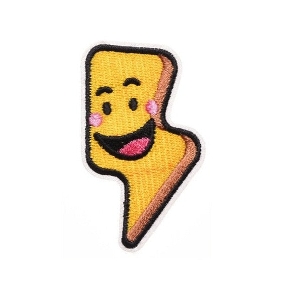 Cute 'Yellow Lightning | Happy' Embroidered Patch