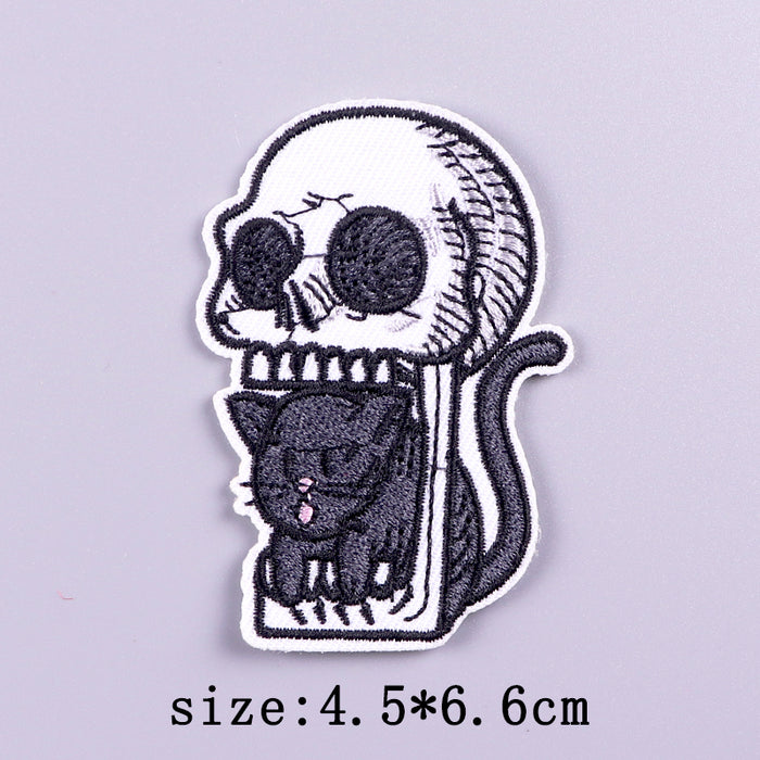 Black Cat 'Inside Skull Mouth' Embroidered Patch