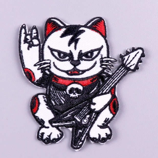 Cool 'Rock Star Cat | Rock On' Embroidered Velcro Patch