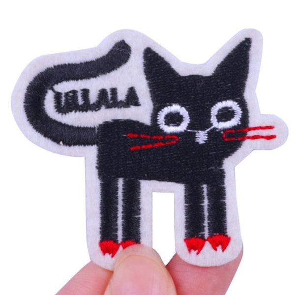 Black Cat 'Ullala | Standing' Embroidered Velcro Patch