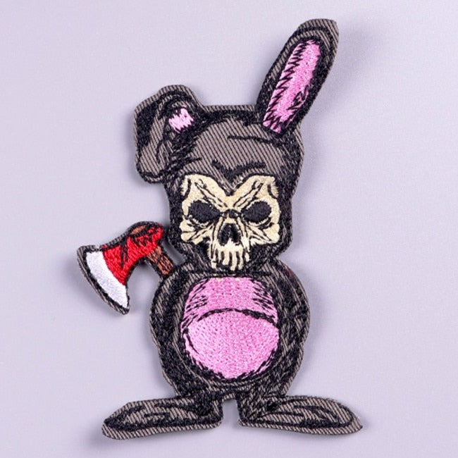 Skull 'Halloween Rabbit Costume' Embroidered Velcro Patch