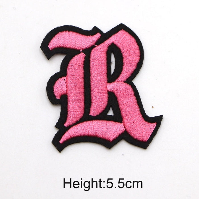 Gothic Font 'Letter R | Pink' Embroidered Patch