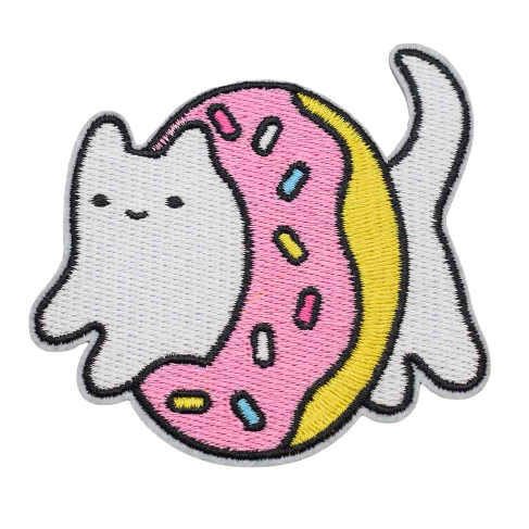Cute 'Sprinkles Donut Cat' Embroidered Patch