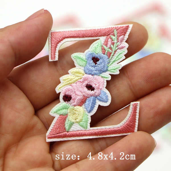 Cute 'Pink Letter Z | Flowers' Embroidered Patch