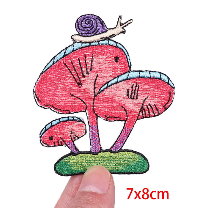 Cute 'Snail On Mushroom' Embroidered Patch