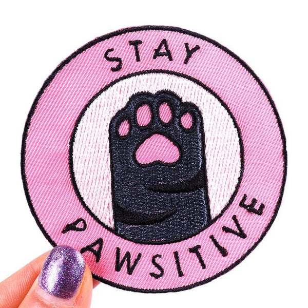 Cute Paw 'Stay Pawsitive | 1.0' Embroidered Patch